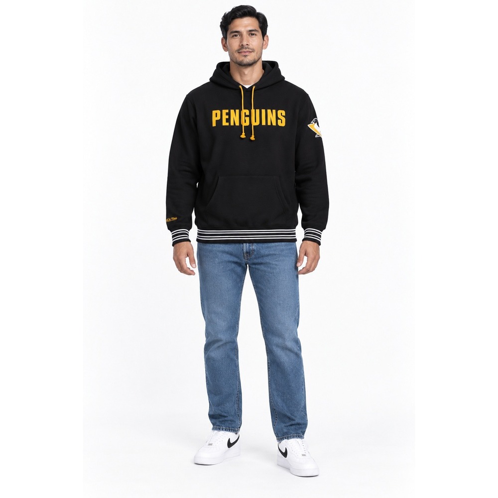 Mitchell & Ness Hoodie Mens L Black New NHL Pittsburgh Penguins Fleece Vintage